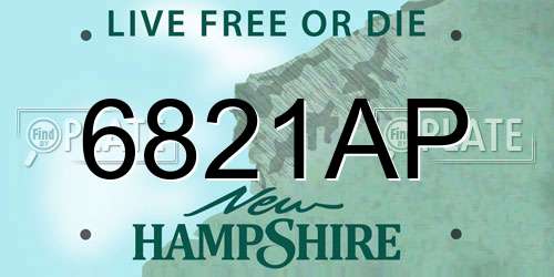 6821AP New Hampshire License Plate