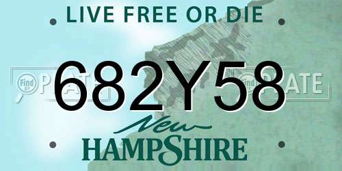 682Y58 New Hampshire License Plate