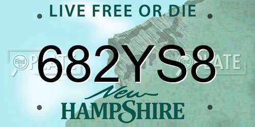 682YS8 New Hampshire License Plate