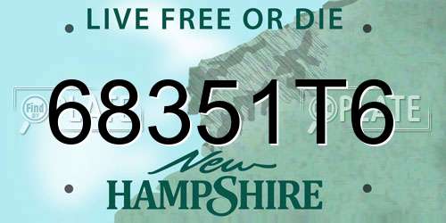 68351T6 New Hampshire License Plate