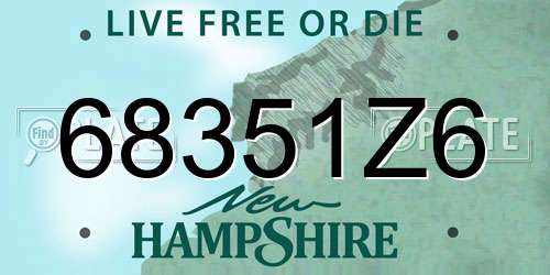 68351Z6 New Hampshire License Plate