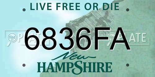 6836FA New Hampshire License Plate