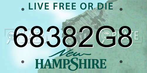 68382G8 New Hampshire License Plate