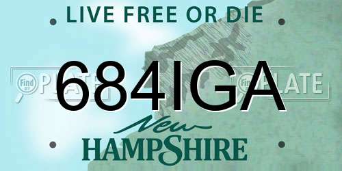684IGA New Hampshire License Plate