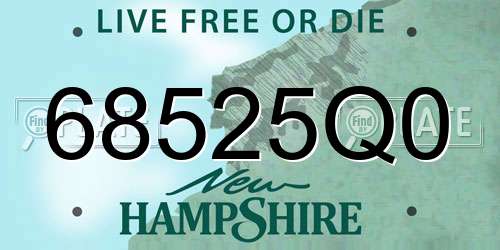 68525Q0 New Hampshire License Plate