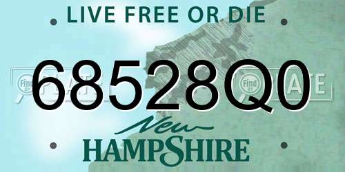 68528Q0 New Hampshire License Plate
