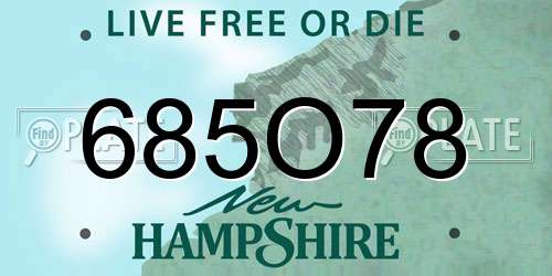 685O78 New Hampshire License Plate