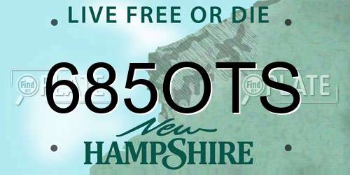 685OTS New Hampshire License Plate