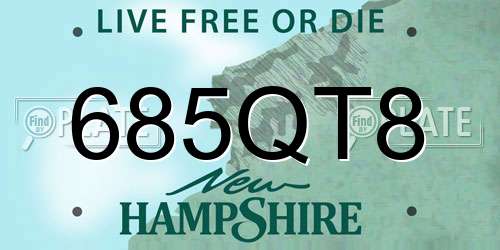 685QT8 New Hampshire License Plate