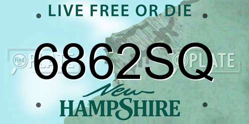 6862SQ New Hampshire License Plate