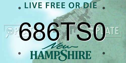 686TS0 New Hampshire License Plate