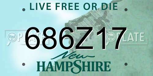 686Z17 New Hampshire License Plate