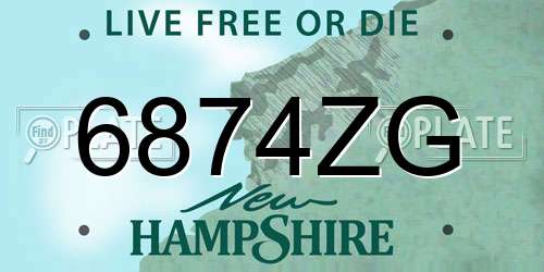 6874ZG New Hampshire License Plate