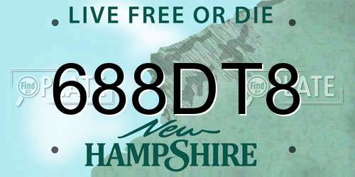 688DT8 New Hampshire License Plate