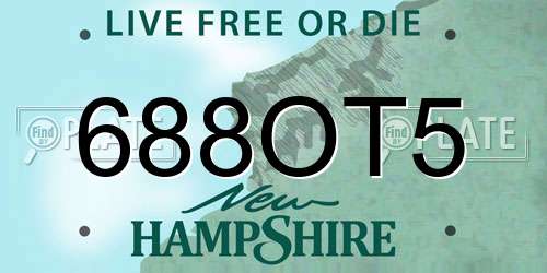 688OT5 New Hampshire License Plate
