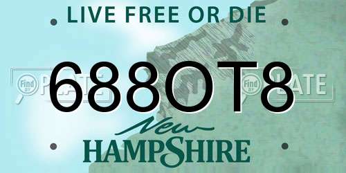 688OT8 New Hampshire License Plate