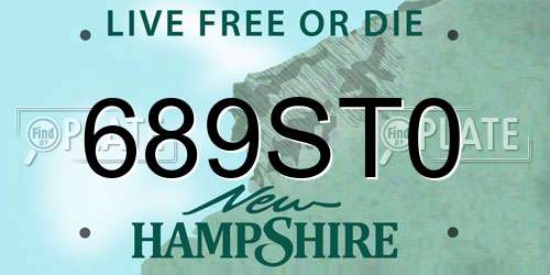 689ST0 New Hampshire License Plate
