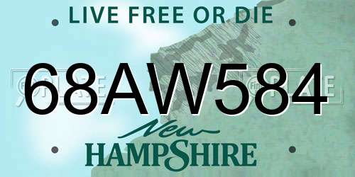 68AW584 New Hampshire License Plate