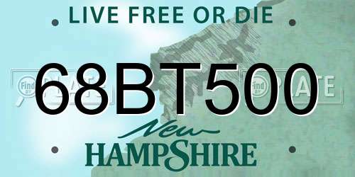 68BT500 New Hampshire License Plate