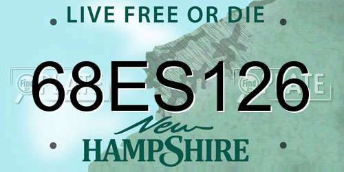 68ES126 New Hampshire License Plate