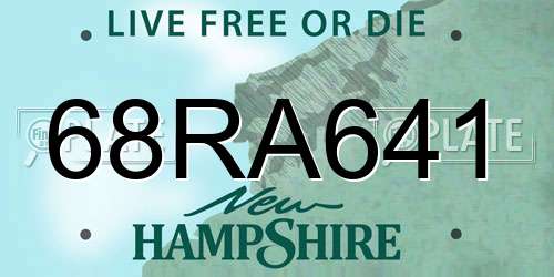 68RA641 New Hampshire License Plate