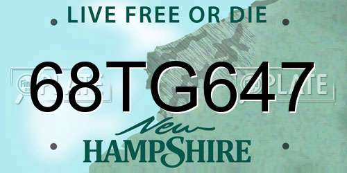 68TG647 New Hampshire License Plate