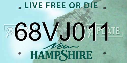 68VJ011 New Hampshire License Plate