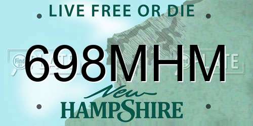698MHM New Hampshire License Plate