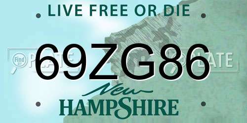 69ZG86 New Hampshire License Plate
