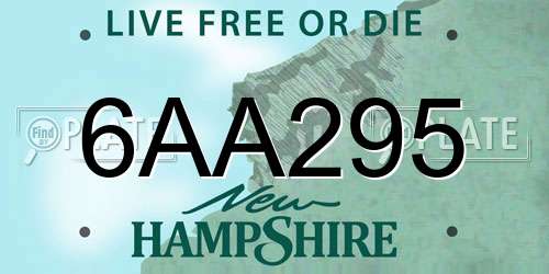 6AA295 New Hampshire License Plate