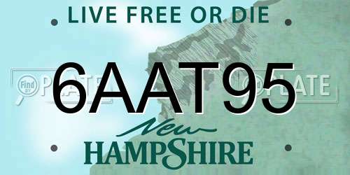 6AAT95 New Hampshire License Plate