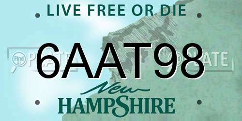 6AAT98 New Hampshire License Plate