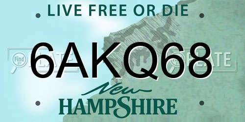 6AKQ68 New Hampshire License Plate