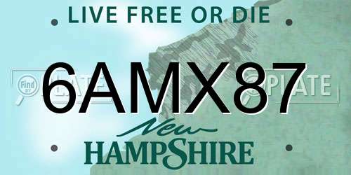 6AMX87 New Hampshire License Plate