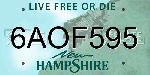 6AOF595 New Hampshire License Plate