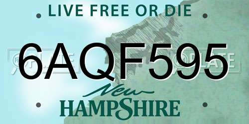 6AQF595 New Hampshire License Plate