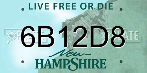 6B12D8 New Hampshire License Plate