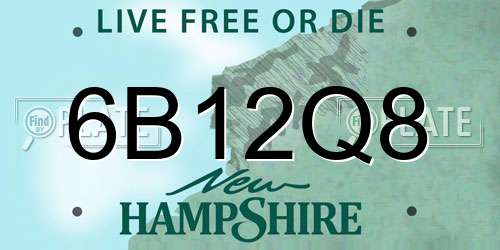 6B12Q8 New Hampshire License Plate
