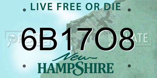 6B17O8 New Hampshire License Plate