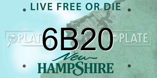 6B20 New Hampshire License Plate
