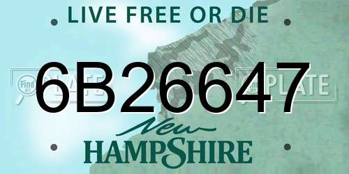 6B26647 New Hampshire License Plate
