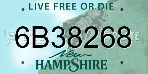 6B38268 New Hampshire License Plate