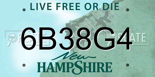 6B38G4 New Hampshire License Plate