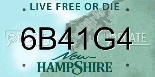 6B41G4 New Hampshire License Plate