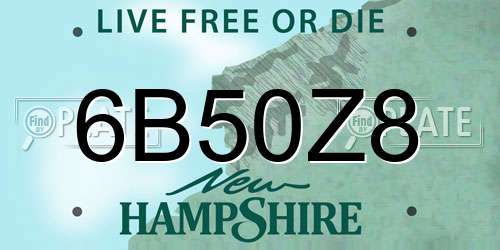 6B50Z8 New Hampshire License Plate