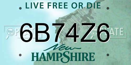 6B74Z6 New Hampshire License Plate