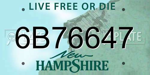 6B76647 New Hampshire License Plate