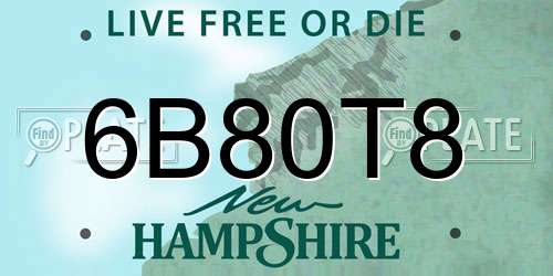 6B80T8 New Hampshire License Plate