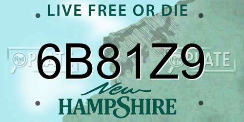 6B81Z9 New Hampshire License Plate