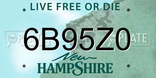 6B95Z0 New Hampshire License Plate